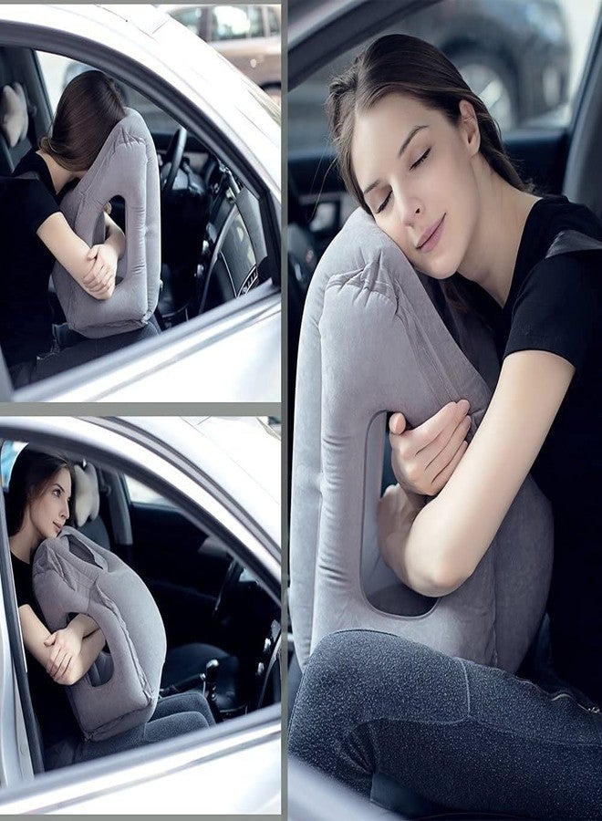 Yorten Pillow Portable Head Neck Rest Pillow Air Travel Inflatable Cushion for Airplane Train and Car Office Napping - Image 3